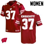 Women's Wisconsin Badgers NCAA #37 Andrew Endicott Red Authentic Under Armour Stitched College Football Jersey RA31Y81YT
